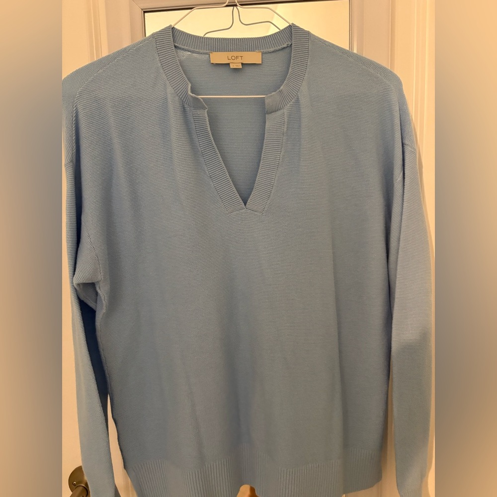 LOFT Blue Open Neck Sweater, Sz Small Unused